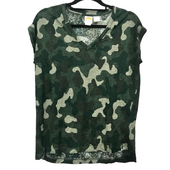 100% Linen Tee Camo Pattern ladies XS - Picture 1 of 6